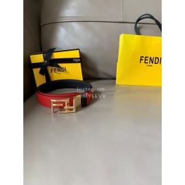Fendi Calf Leather Swivel FF Buckle 34mm Leisure Belt For Men Red