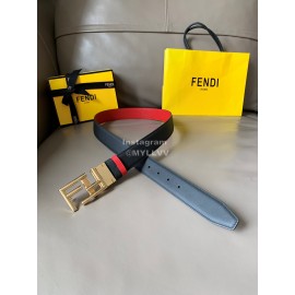 Fendi Calf Leather Swivel FF Buckle 34mm Leisure Belt For Men Red