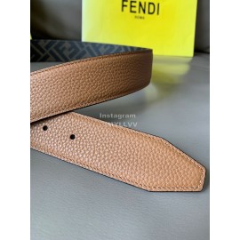 Fendi Brown Cuoio Romano Calf Leather Gold FF Buckle Belt For Men