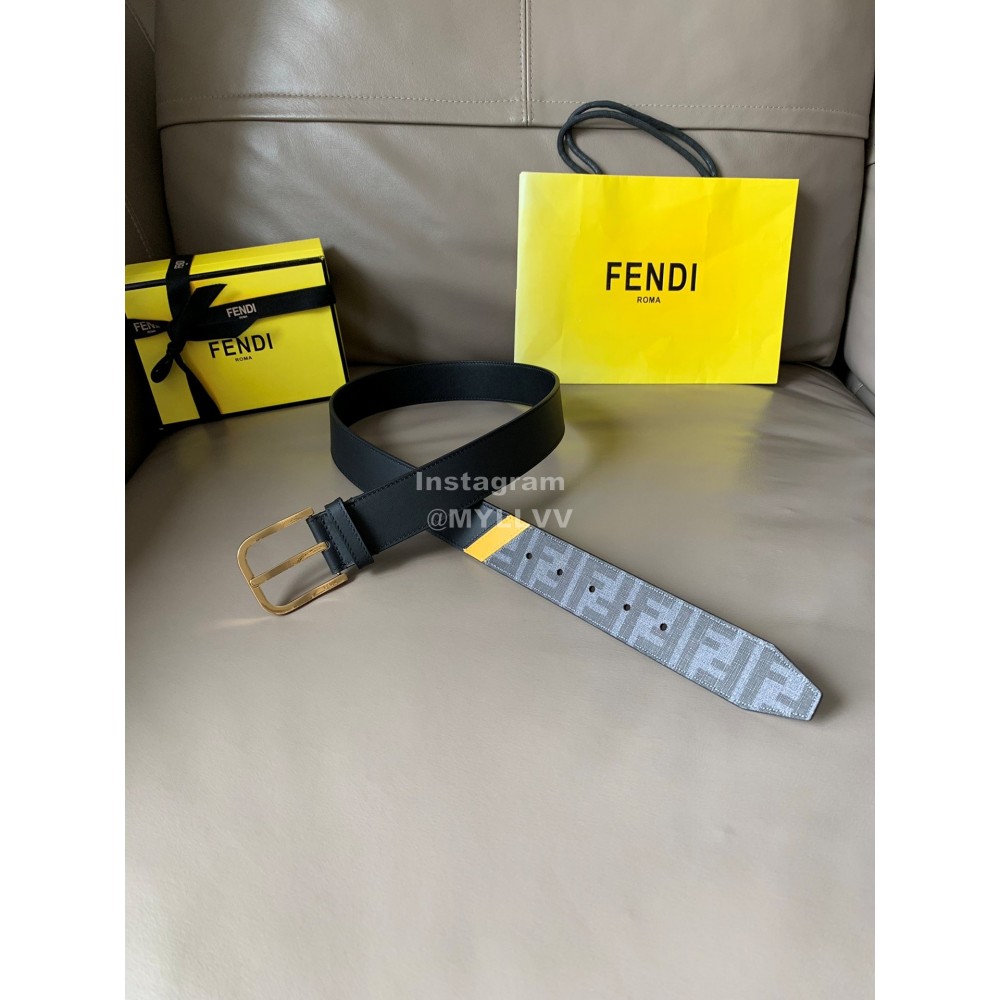 Fendi Printed Calf Leather Gold Pin Buckle Belt For Men