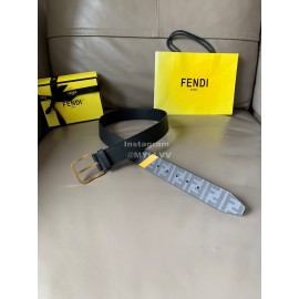 Fendi Printed Calf Leather Gold Pin Buckle Belt For Men