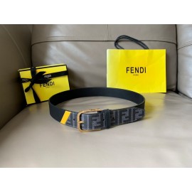 Fendi Printed Calf Leather Gold Pin Buckle Belt For Men
