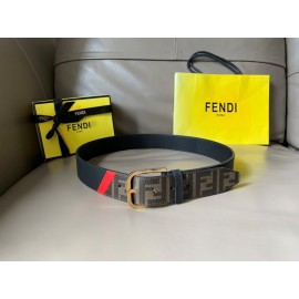 Fendi New Printed Calf Leather Gold Pin Buckle Belt For Men