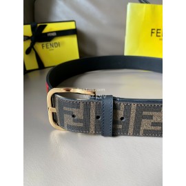 Fendi New Printed Calf Leather Gold Pin Buckle Belt For Men