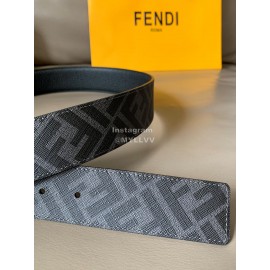 Fendi New Printed Calf Leather Silver FF Buckle 40mm Belt For Men