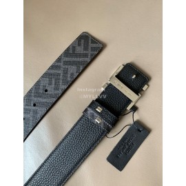 Fendi New Printed Calf Leather Silver FF Buckle 40mm Belt For Men