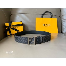 Fendi New Printed Calf Leather Silver FF Buckle 40mm Belt For Men