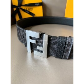 Fendi New Printed Calf Leather Silver FF Buckle 40mm Belt For Men