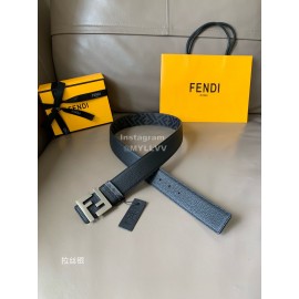 Fendi New Printed Calf Leather Silver FF Buckle 40mm Belt For Men