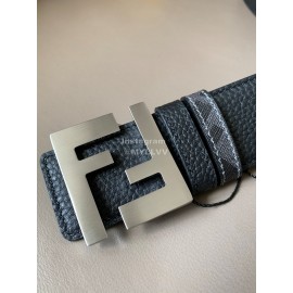 Fendi New Printed Calf Leather Silver FF Buckle 40mm Belt For Men