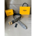 Fendi New Printed Calf Leather Gold FF Buckle 40mm Belt For Men