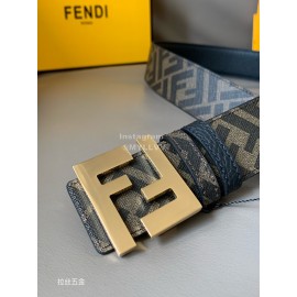 Fendi New Printed Calf Leather Gold FF Buckle 40mm Belt For Men