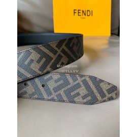 Fendi New Printed Calf Leather Gold FF Buckle 40mm Belt For Men