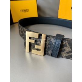 Fendi New Printed Calf Leather Gold FF Buckle 40mm Belt For Men