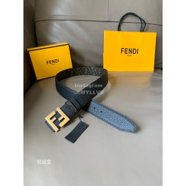 Fendi New Printed Calf Leather Gold FF Buckle 40mm Belt For Men
