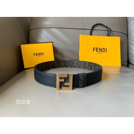 Fendi New Printed Calf Leather Gold FF Buckle 40mm Belt For Men