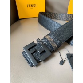 Fendi New Printed Calf Leather Black FF Buckle 40mm Belt For Men