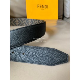 Fendi New Printed Calf Leather Black FF Buckle 40mm Belt For Men