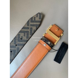 Fendi Smooth Calf Leather Gold FF Buckle Belt For Men