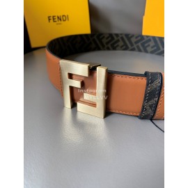 Fendi Smooth Calf Leather Gold FF Buckle Belt For Men