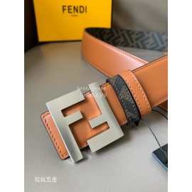 Fendi Smooth Calf Leather Silver FF Buckle Belt For Men