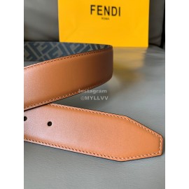 Fendi Smooth Calf Leather Silver FF Buckle Belt For Men