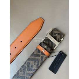 Fendi Smooth Calf Leather Silver FF Buckle Belt For Men