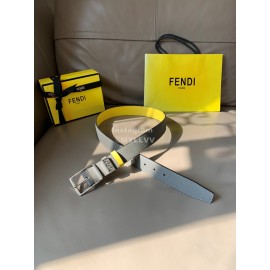 Fendi New Calf Leather Pin Buckle 35mm Leisure Belt For Men Yellow