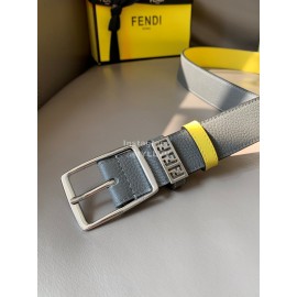 Fendi New Calf Leather Pin Buckle 35mm Leisure Belt For Men Yellow