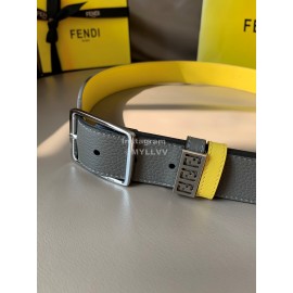 Fendi New Calf Leather Pin Buckle 35mm Leisure Belt For Men Yellow