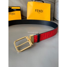 Fendi FF Embossed Cowhide Pin Buckle 40mm Belt Red
