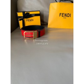 Fendi FF Embossed Cowhide Pin Buckle 40mm Belt Red