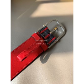 Fendi New Printed Calf Leather Canvas Pin Buckle 40mm Belt Red