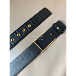 Fendi FF Embossed Cowhide Gold Buckle 40mm Baguette Belt 