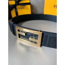 Fendi FF Embossed Cowhide Gold Buckle 40mm Baguette Belt 