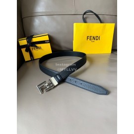Fendi New Calf Leather FF Buckle 34mm Leisure Belt For Men Black