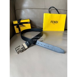 Fendi New Calf Leather FF Buckle 34mm Leisure Belt For Men Black