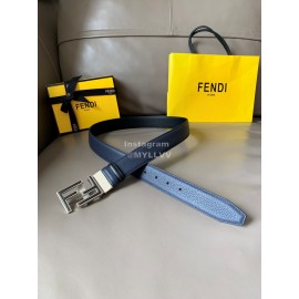 Fendi New Calf Leather FF Buckle 34mm Leisure Belt For Men Navy