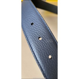 Fendi New Calf Leather FF Buckle 34mm Leisure Belt For Men Navy