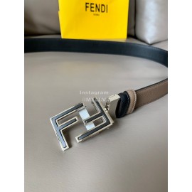 Fendi New Calf Leather FF Buckle 34mm Leisure Belt For Men CoFFee