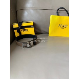 Fendi New Calf Leather FF Buckle 34mm Leisure Belt For Men CoFFee