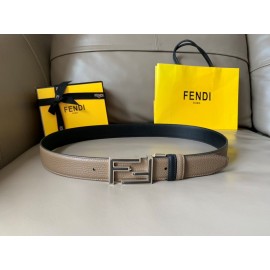 Fendi New Calf Leather FF Buckle 34mm Leisure Belt For Men CoFFee