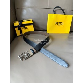 Fendi New Calf Leather FF Buckle 34mm Leisure Belt For Men CoFFee