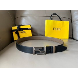Fendi New Calf Leather FF Buckle 34mm Leisure Belt For Men CoFFee