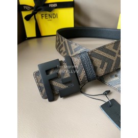 Fendi Fashion Printed Calf Leather Black FF Buckle 40mm Belt For Men