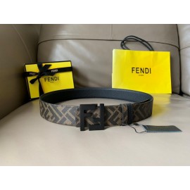 Fendi Fashion Printed Calf Leather Black FF Buckle 40mm Belt For Men