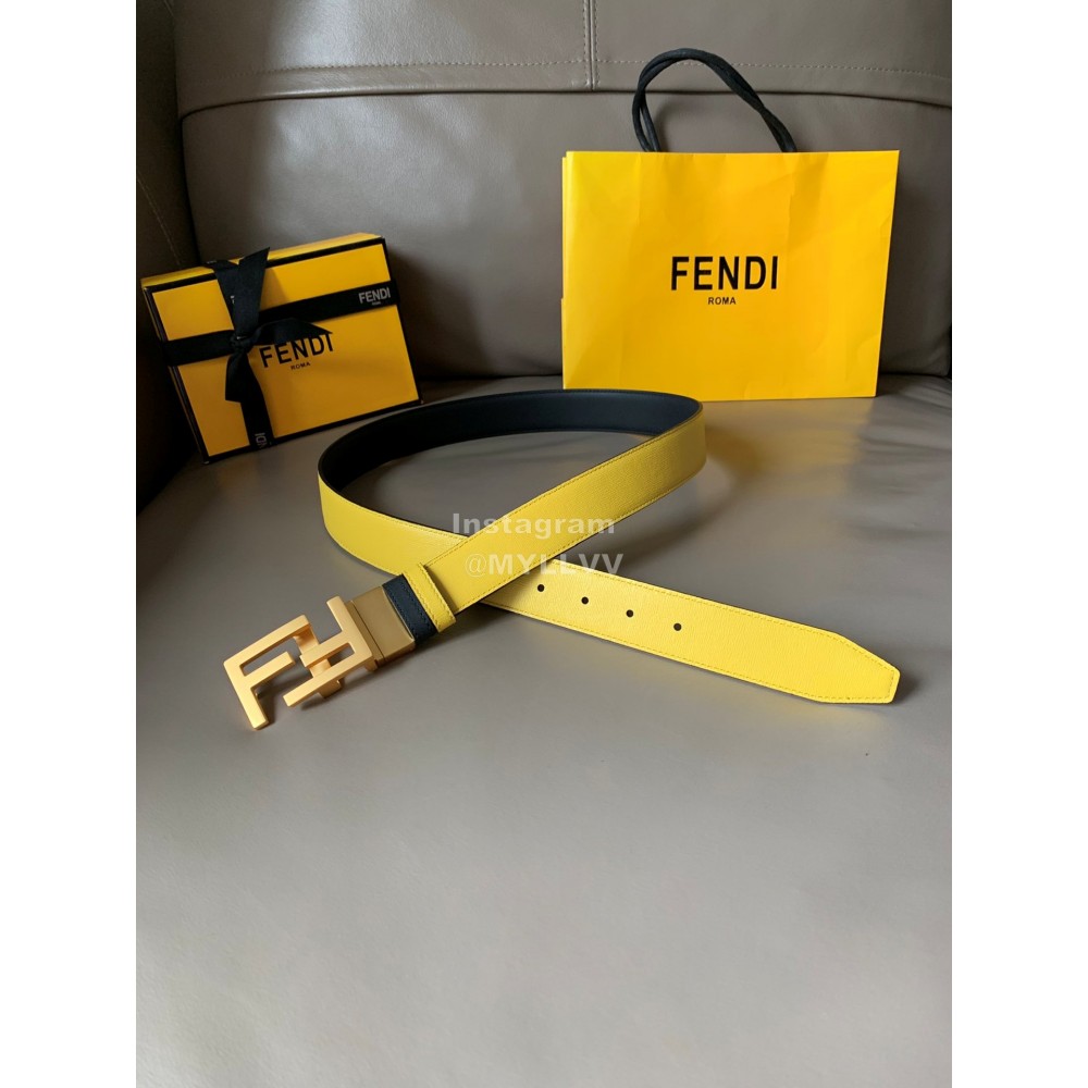 Fendi Double Side Calf Leather FF Buckle 34mm Leisure Belt For Men 