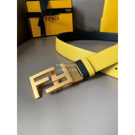 Fendi Double Side Calf Leather FF Buckle 34mm Leisure Belt For Men 