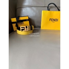 Fendi Double Side Calf Leather FF Buckle 34mm Leisure Belt For Men 
