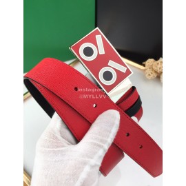 Fendi New Calf Leather Enamel Buckle 35mm Leisure Belt Red